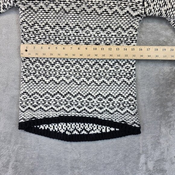 Ann Taylor Sweater Womens XS Black White Wool Blend Crewneck Hi Low Pattern Knit - Picture 7 of 11